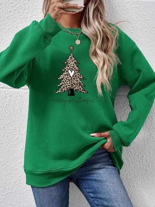 Christmas Tree Graphic Long Sleeve Sweatshirt BLUE ZONE PLANET