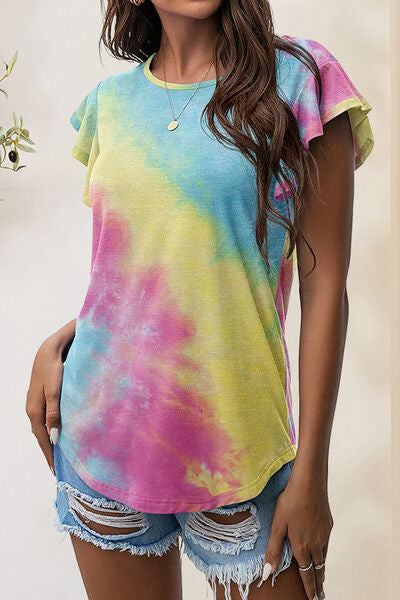 Printed Round Neck Short Sleeve T-Shirt BLUE ZONE PLANET