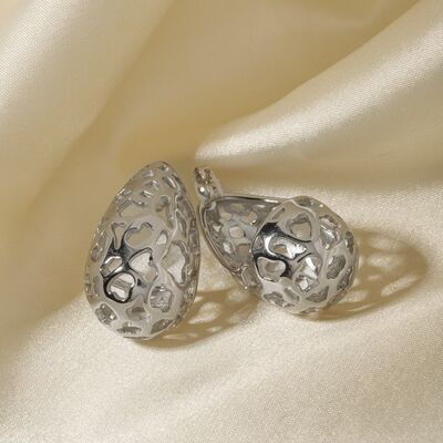 Stainless Steel Teardrop Hollowed Earrings-EARRINGS-[Adult]-[Female]-2022 Online Blue Zone Planet