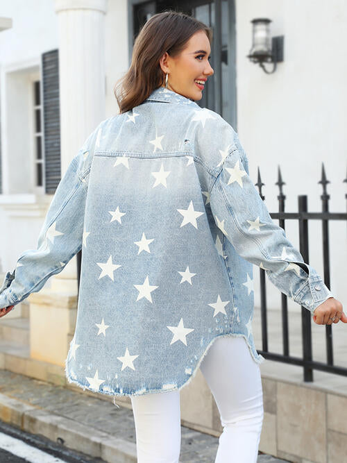 Star Denim Jacket with Pockets BLUE ZONE PLANET