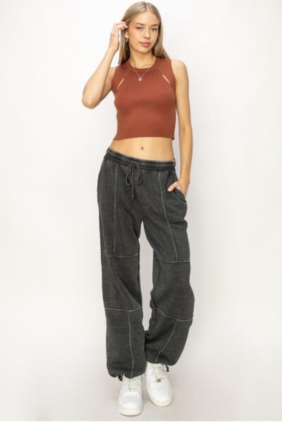 HYFVE Stitched Design Drawstring Sweatpants Trendsi