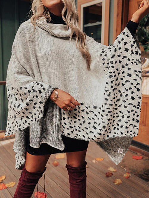 Leopard Turtleneck Poncho BLUE ZONE PLANET