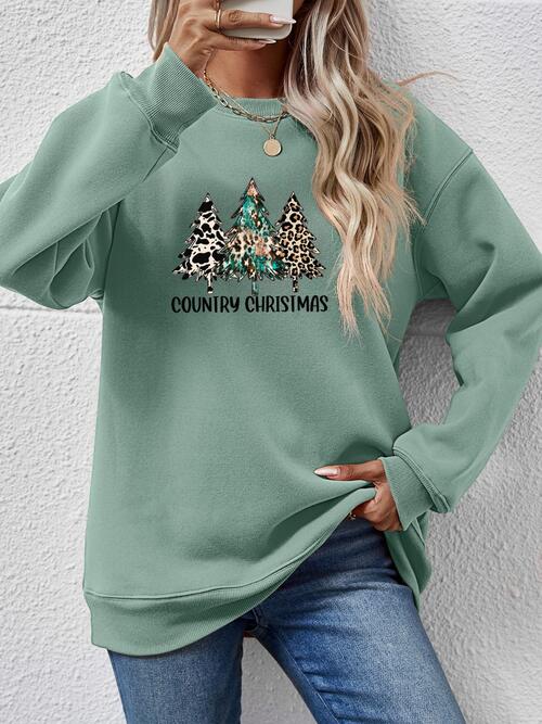 Graphic Round Neck Dropped Shoulder Sweatshirt BLUE ZONE PLANET