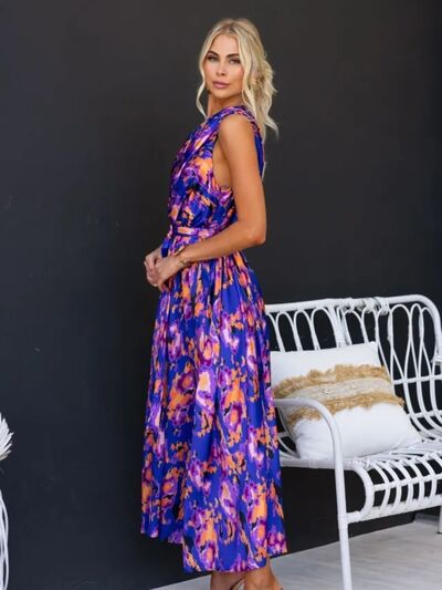 Printed Ruched One Shoulder Dress Trendsi