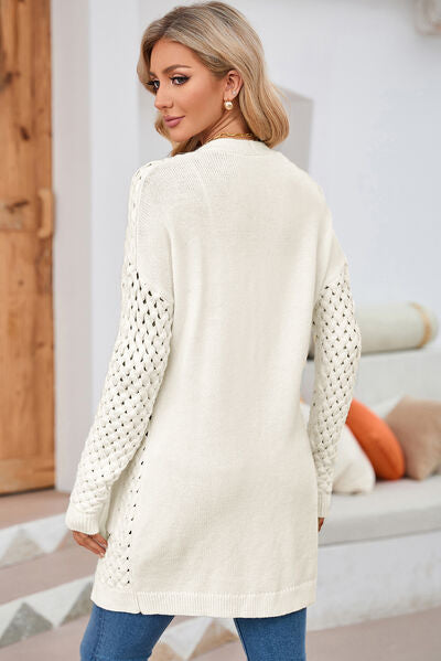 Open Front Dropped Shoulder Cardigan with Pockets Trendsi