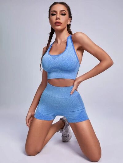 Blue Zone Planet |  Scoop Neck Tank and Shorts Active Set BLUE ZONE PLANET