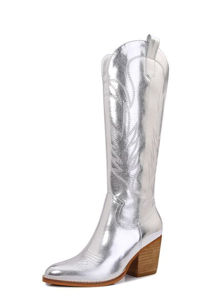 Melody Metallic Knee High Cowboy Boots-SHOES-[Adult]-[Female]-2022 Online Blue Zone Planet