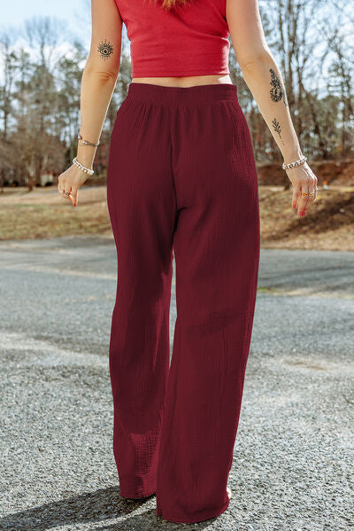 Blue Zone Planet |  Texture Tied Wide Leg Pants BLUE ZONE PLANET