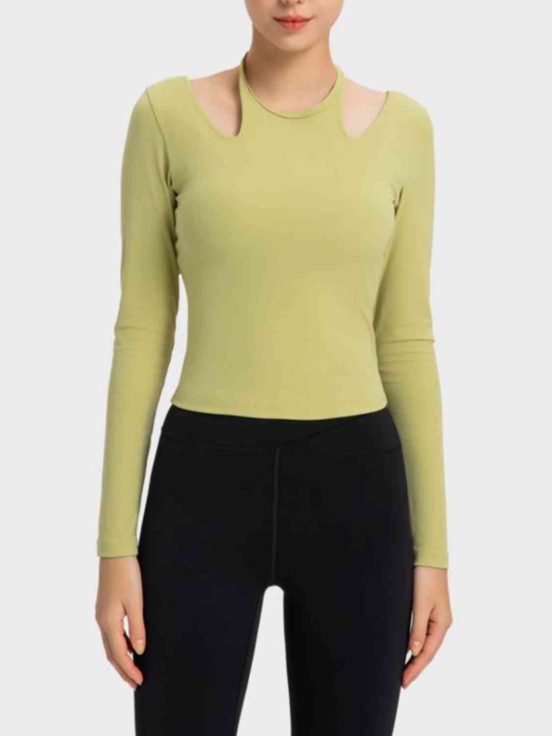 Halter Neck Long Sleeve Sporty Top BLUE ZONE PLANET