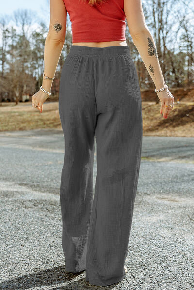 Blue Zone Planet |  Texture Tied Wide Leg Pants BLUE ZONE PLANET