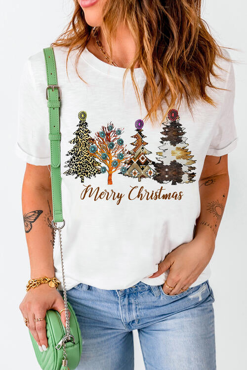Christmas Tree Graphic Short Sleeve T-Shirt BLUE ZONE PLANET