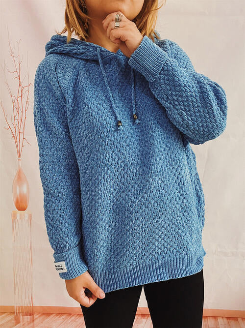 Blue Zone Planet |  Drawstring Long Sleeve  Hooded Sweater BLUE ZONE PLANET