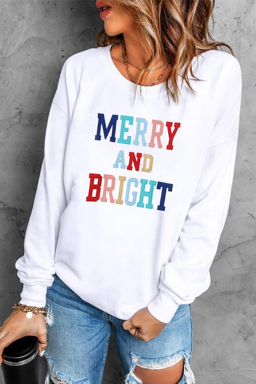 MERRY AND BRIGHT Graphic Sweatshirt BLUE ZONE PLANET