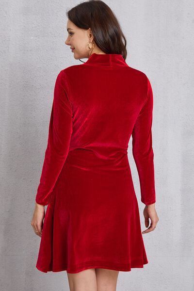 Sequin Ruffle Hem Long Sleeve Mini Dress-TOPS / DRESSES-[Adult]-[Female]-2022 Online Blue Zone Planet