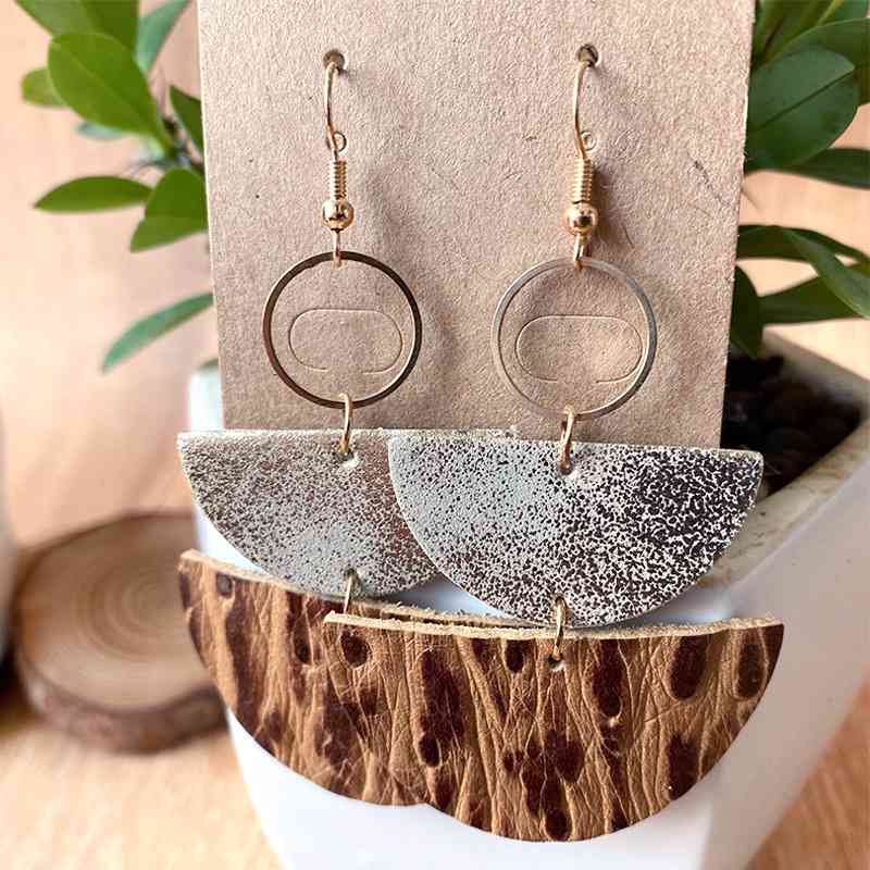 PU Semicircle Drop Earrings BLUE ZONE PLANET