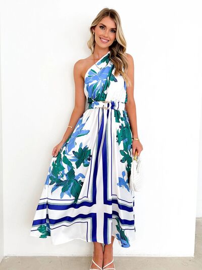 Printed Ruched One Shoulder Dress Trendsi