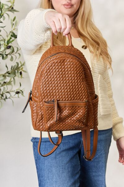 SHOMICO PU Leather Woven Backpack BLUE ZONE PLANET