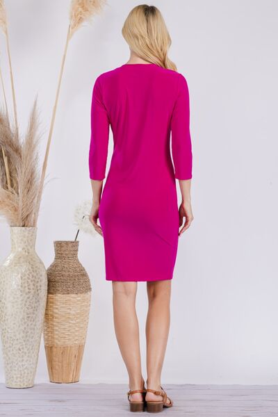 Celeste Full Size Round Neck Long Sleeve Slim Dress Trendsi