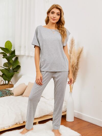 Blue Zone Planet |  Round Neck Top and Pants Lounge Set BLUE ZONE PLANET