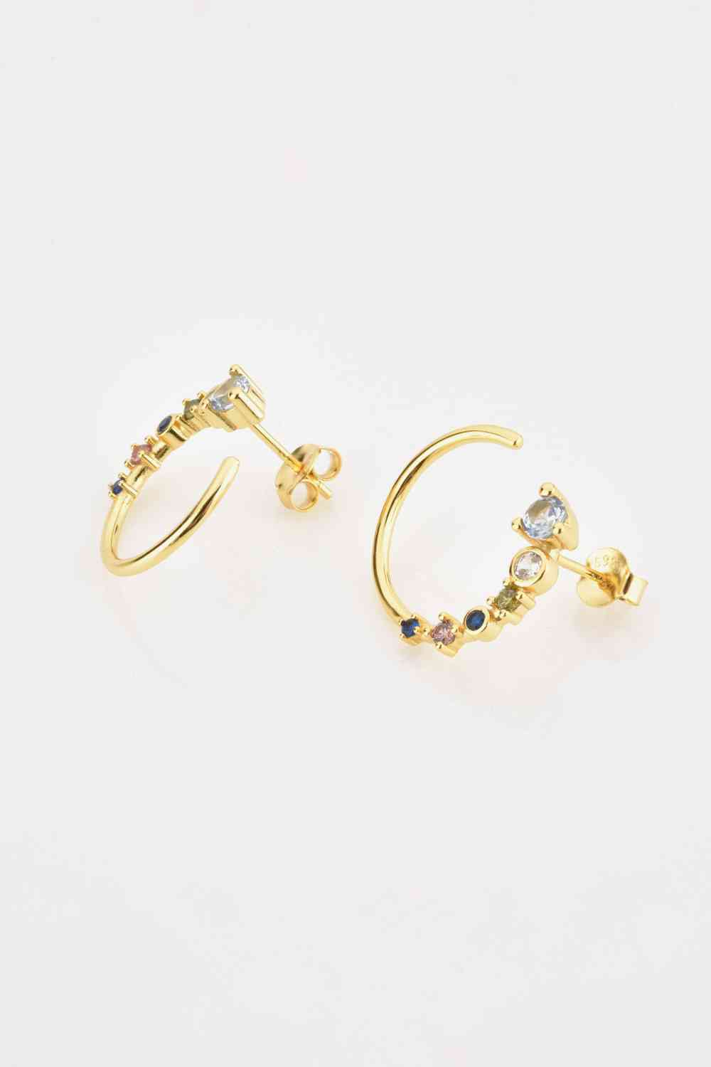 18K Gold-Plated 925 Sterling Silver C-Hoop Earrings BLUE ZONE PLANET