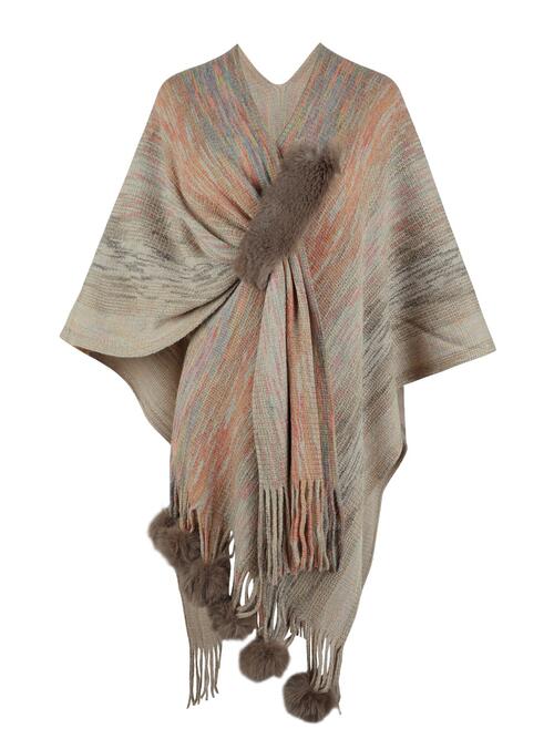 Heathered Fringe Hem Poncho BLUE ZONE PLANET