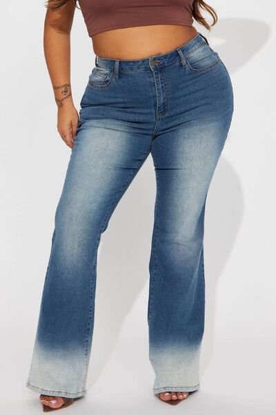 Pocketed Buttoned Straight Jeans BLUE ZONE PLANET