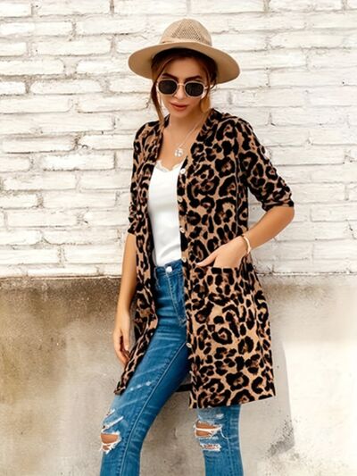 Blue Zone Planet |  Leopard Button Up Long Sleeve Cardigan BLUE ZONE PLANET