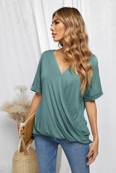 Surplice Half Sleeve T-Shirt-TOPS / DRESSES-[Adult]-[Female]-2022 Online Blue Zone Planet