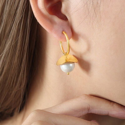 18K Gold-Plated Bead Dangle Earrings-EARRINGS-[Adult]-[Female]-Gold-One Size-2022 Online Blue Zone Planet