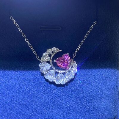 1 Carat Moissanite 925 Sterling Silver Heart Necklace-Charms & Pendants-[Adult]-[Female]-Silver-One Size-2022 Online Blue Zone Planet