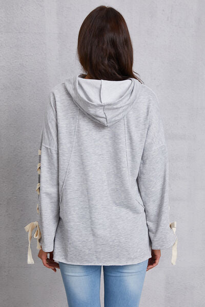 Tied Dropped Shoulder Hoodie Trendsi