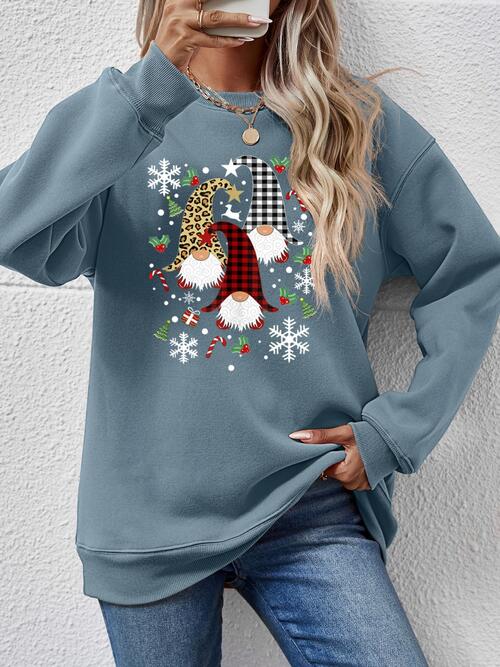 Faceless Gnomes Graphic Drop Shoulder Sweatshirt BLUE ZONE PLANET