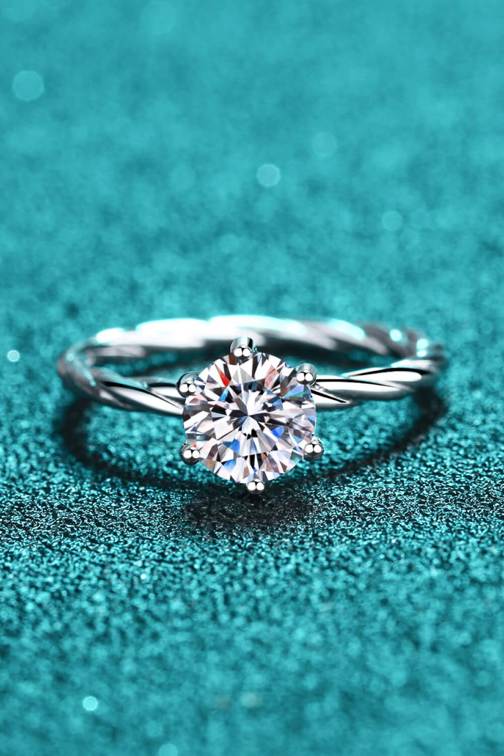 1 Carat Moissanite 6-Prong Twisted Ring-RINGS-[Adult]-[Female]-2022 Online Blue Zone Planet