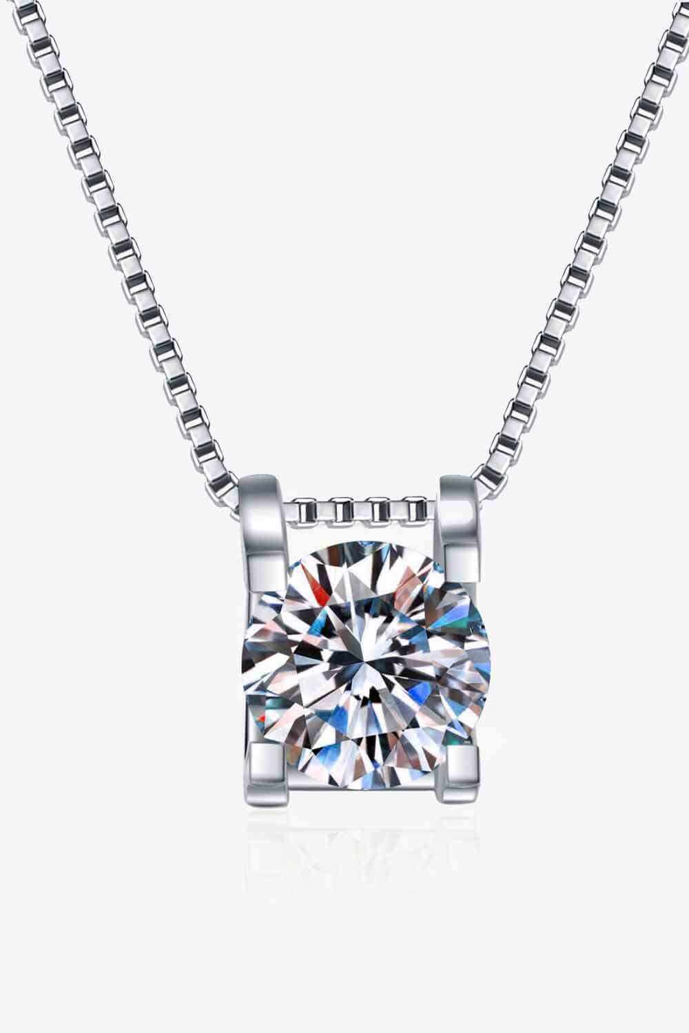 1 Carat Moissanite 925 Sterling Silver Chain Necklace-PENDANTS-[Adult]-[Female]-Silver-One Size-2022 Online Blue Zone Planet