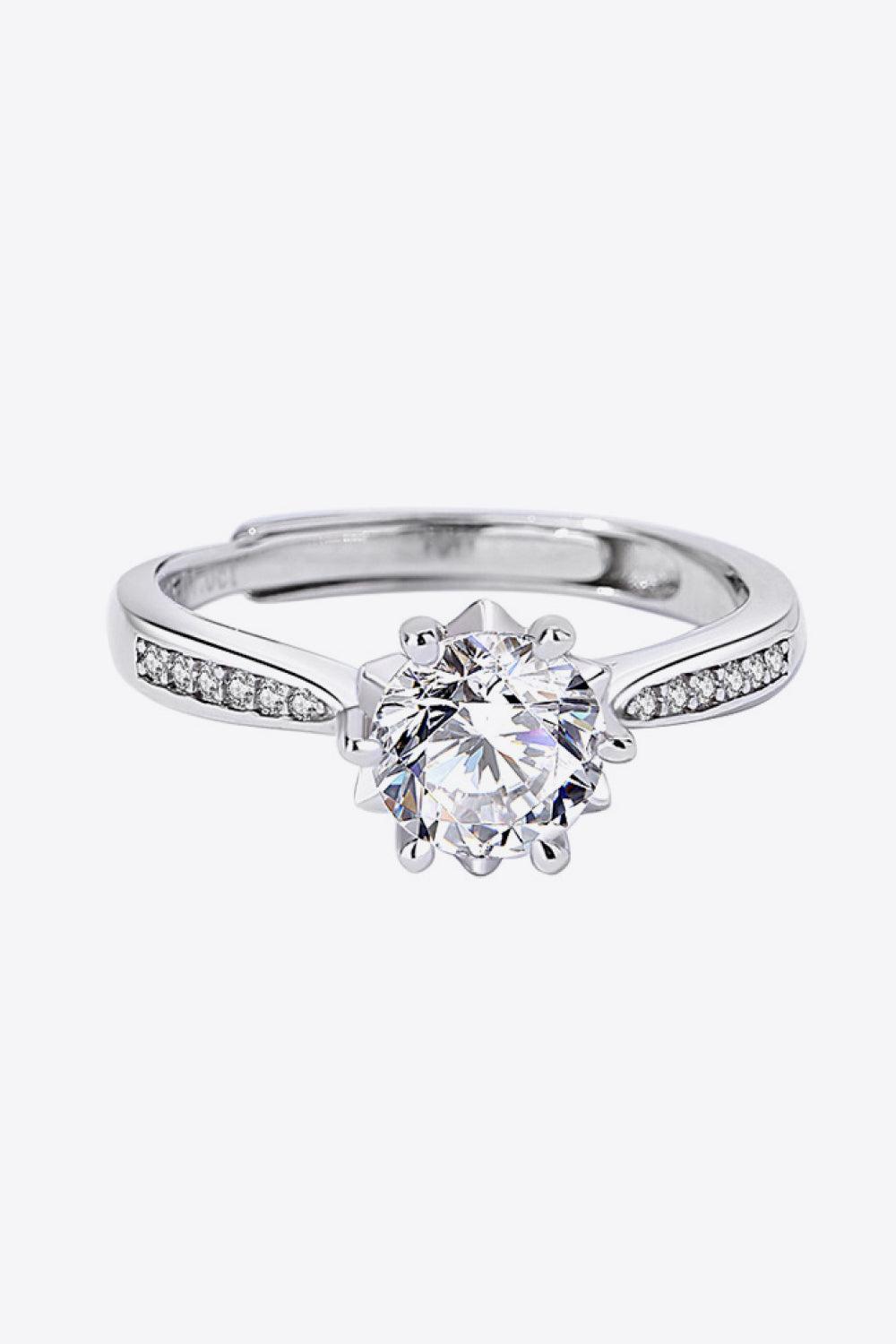 1 Carat Moissanite Adjustable 6-Prong Ring-RINGS-[Adult]-[Female]-Silver-One Size-2022 Online Blue Zone Planet