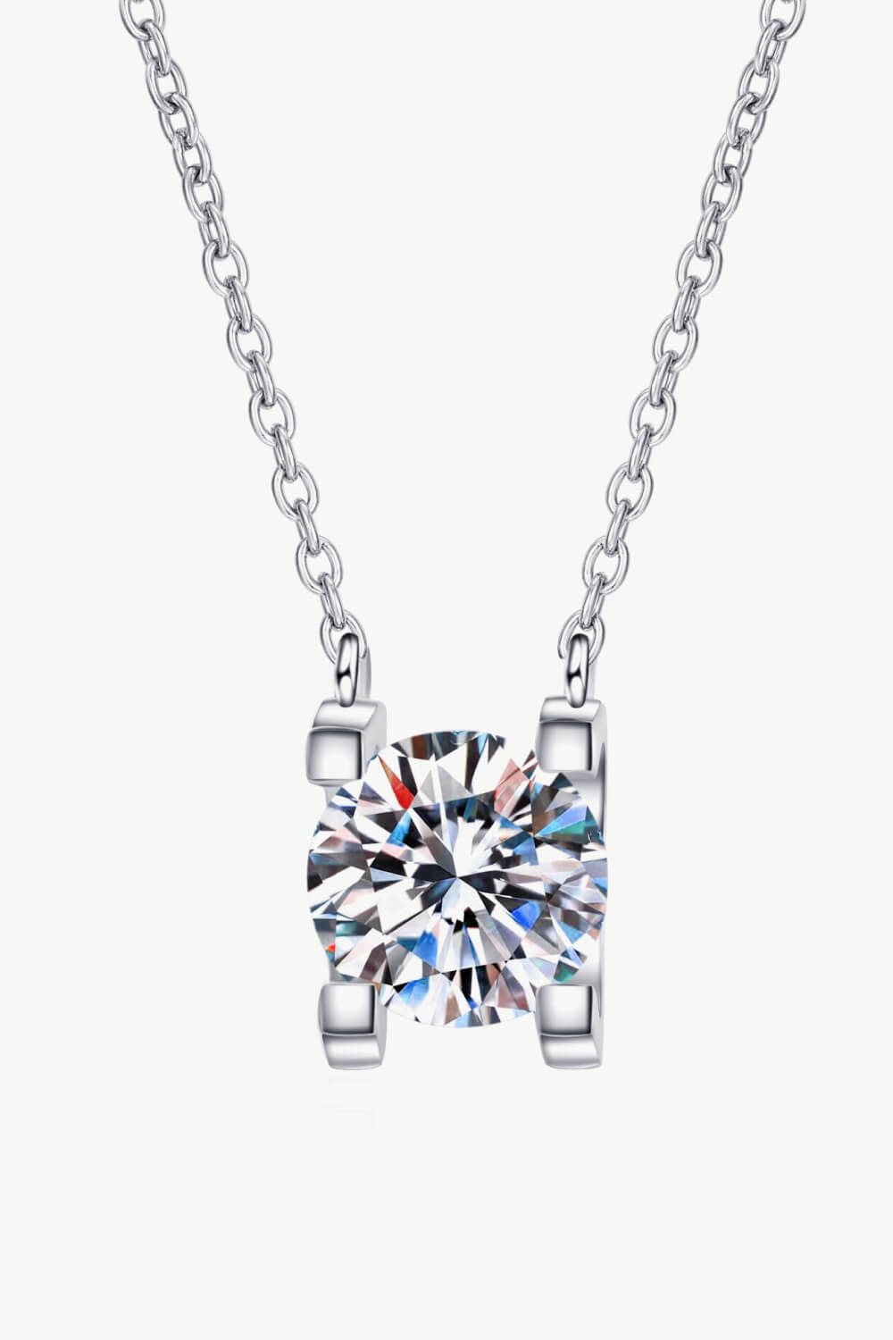 1 Carat Moissanite Chain Necklace-Necklaces-[Adult]-[Female]-Silver-One Size-2022 Online Blue Zone Planet