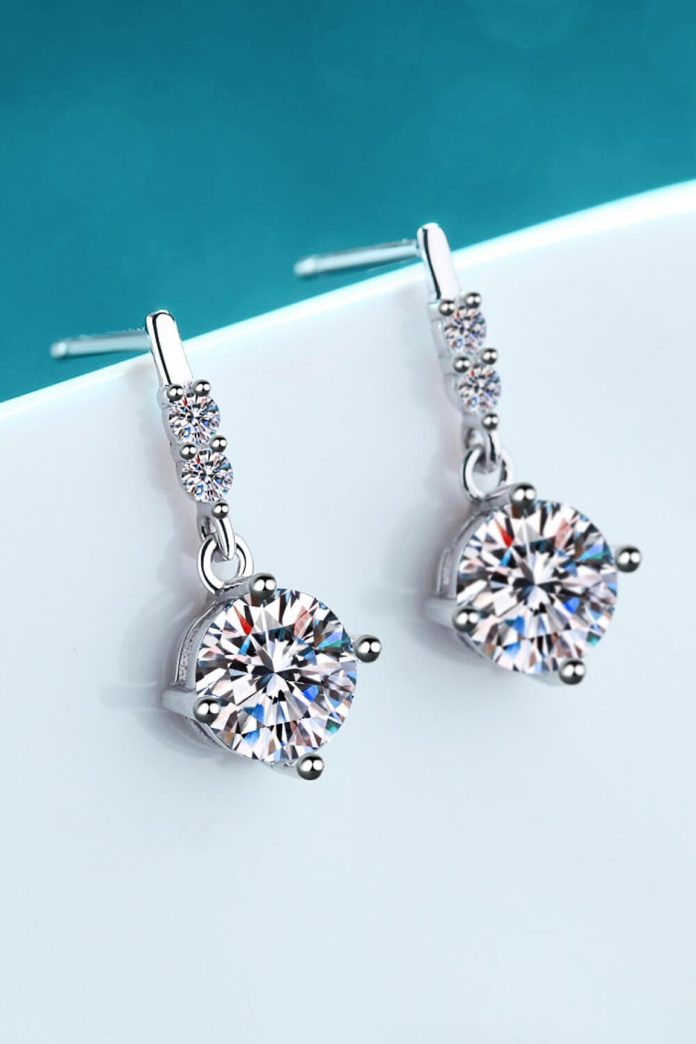 1 Carat Moissanite Drop Earrings BLUE ZONE PLANET