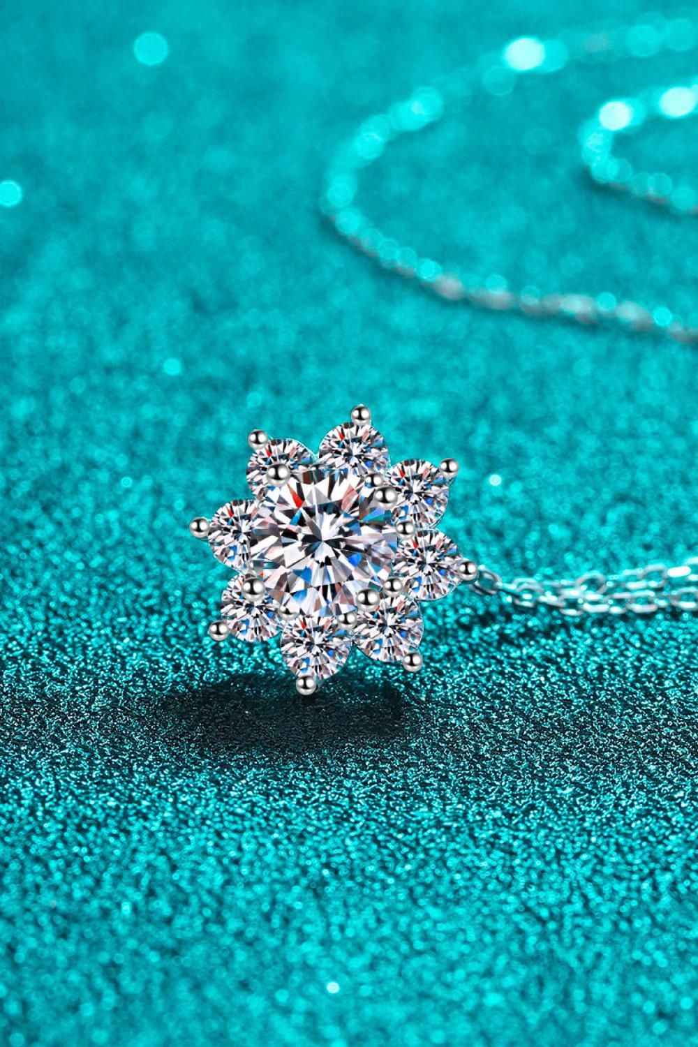 1 Carat Moissanite Floral-Shaped Pendant Necklace BLUE ZONE PLANET
