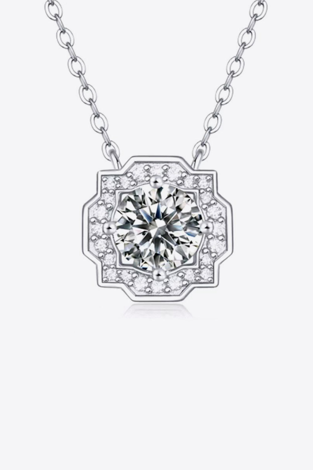 1 Carat Moissanite Flower Shape Pendant Chain Necklace BLUE ZONE PLANET