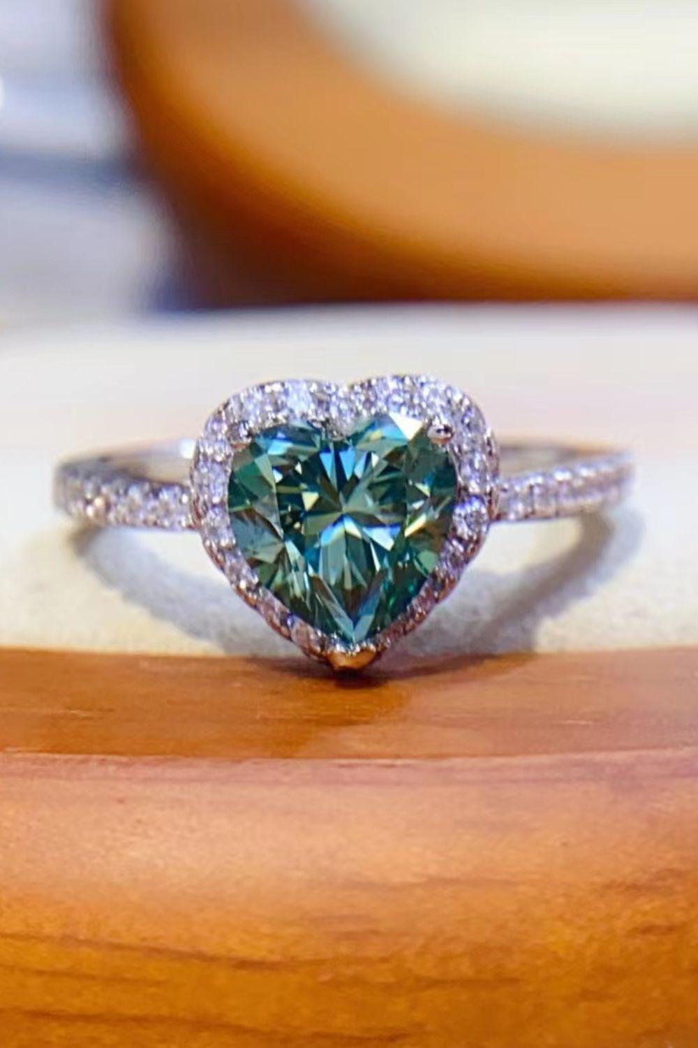 1-Carat Moissanite Heart Ring BLUE ZONE PLANET