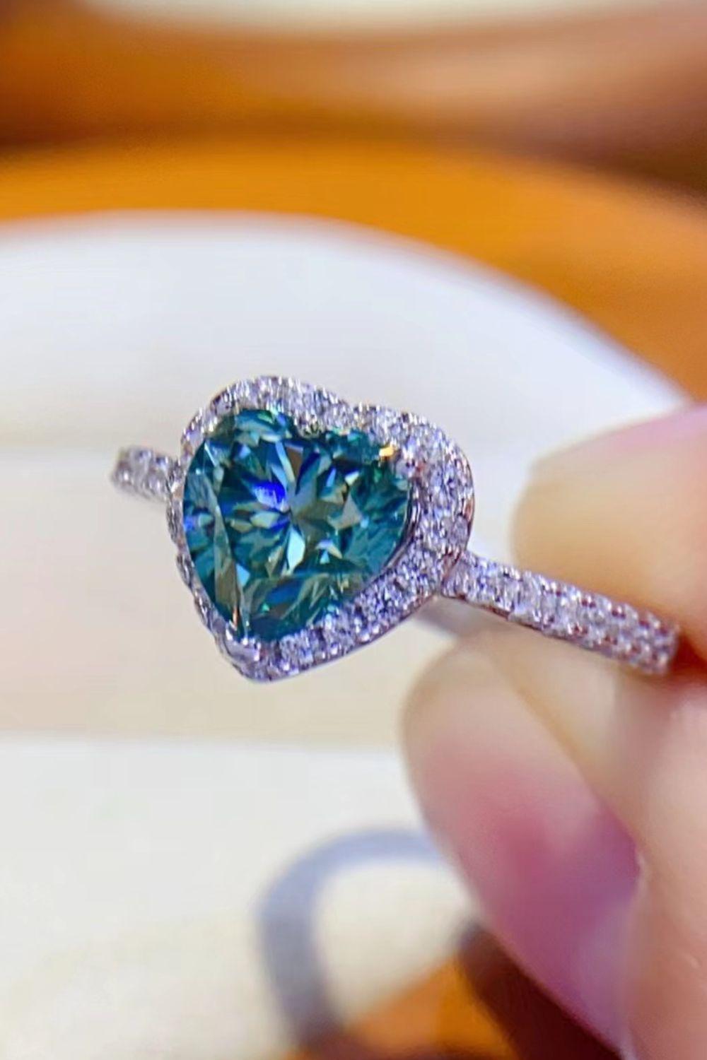 1-Carat Moissanite Heart Ring BLUE ZONE PLANET