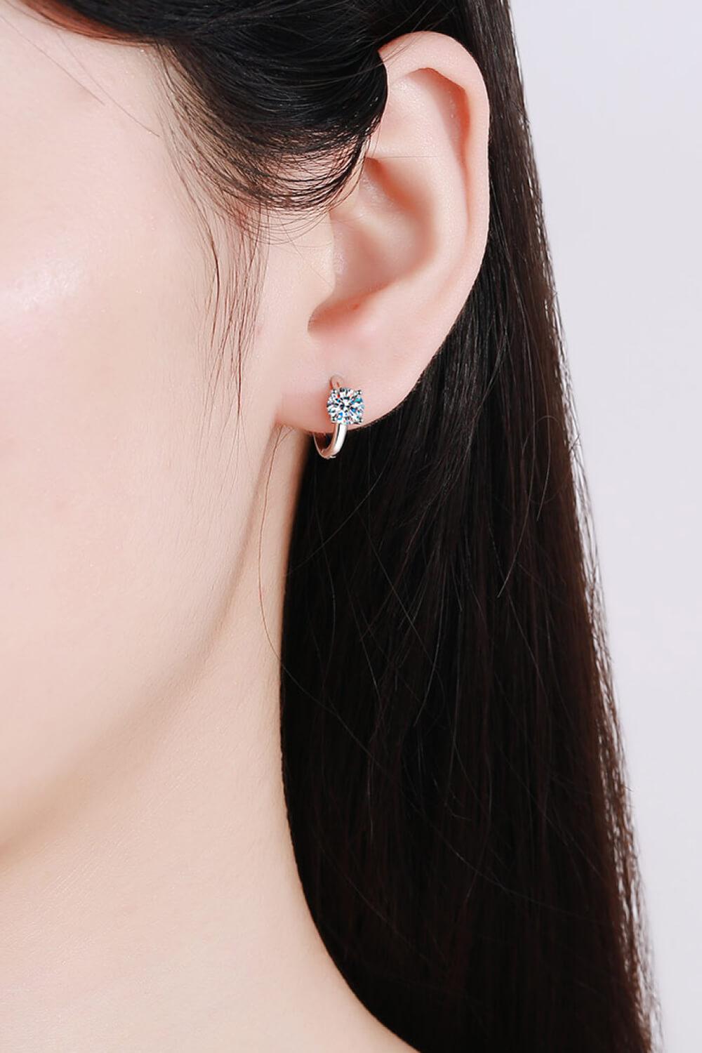 1 Carat Moissanite Huggie Earrings BLUE ZONE PLANET
