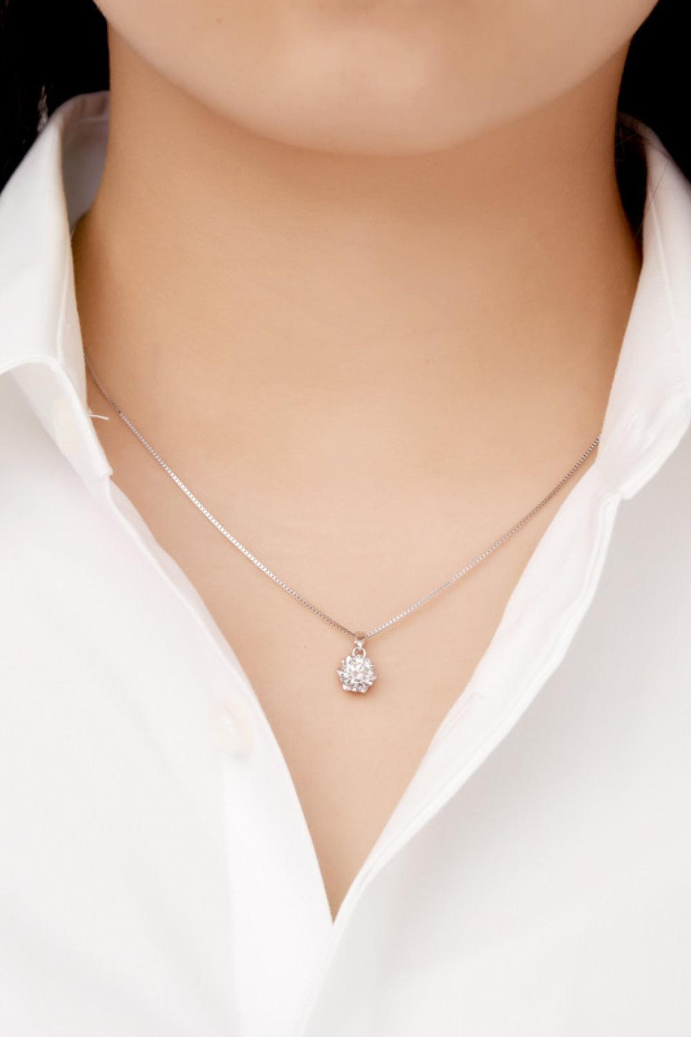1 Carat Moissanite Pendant Platinum-Plated Necklace BLUE ZONE PLANET