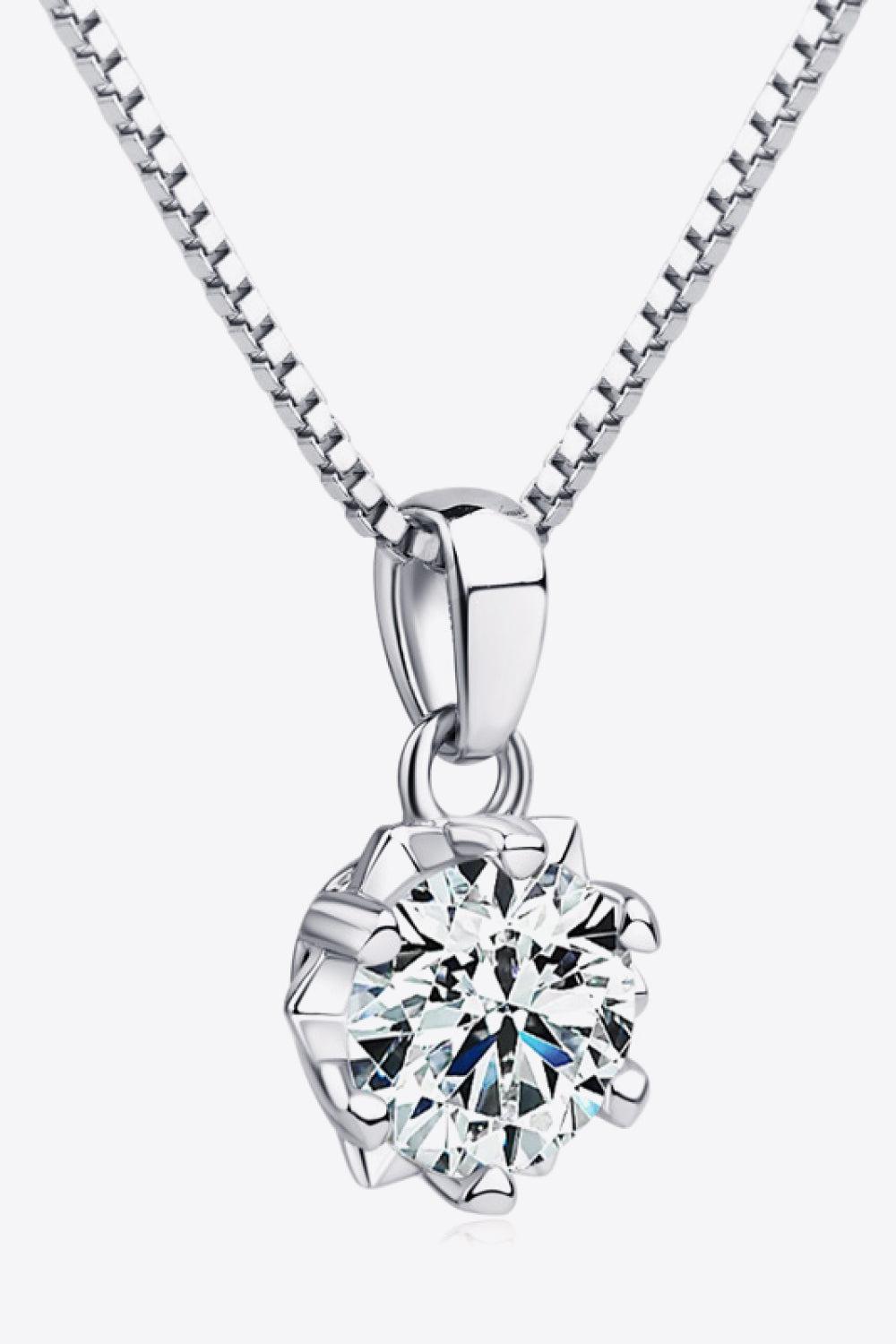 1 Carat Moissanite Pendant Platinum-Plated Necklace BLUE ZONE PLANET