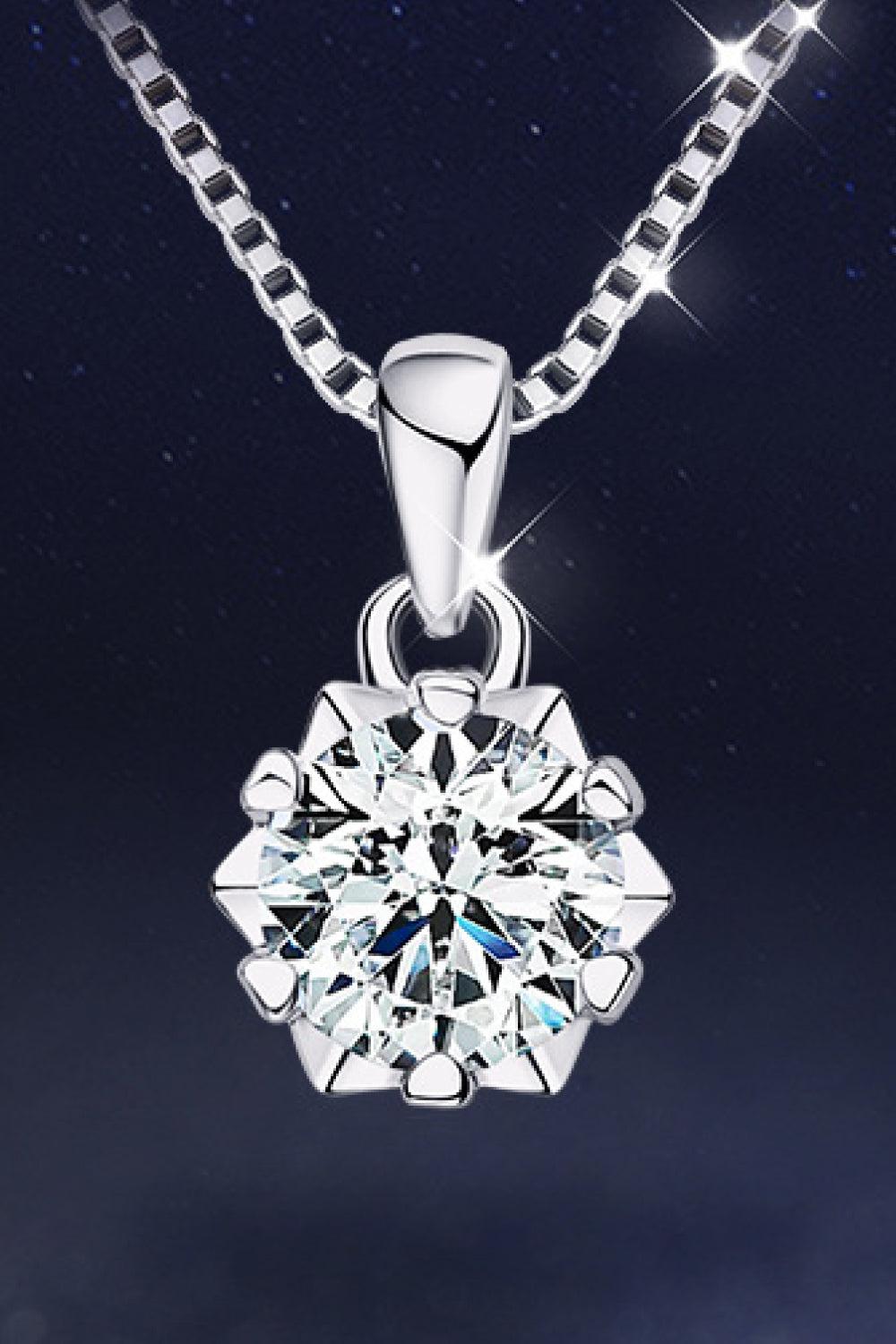 1 Carat Moissanite Pendant Platinum-Plated Necklace BLUE ZONE PLANET