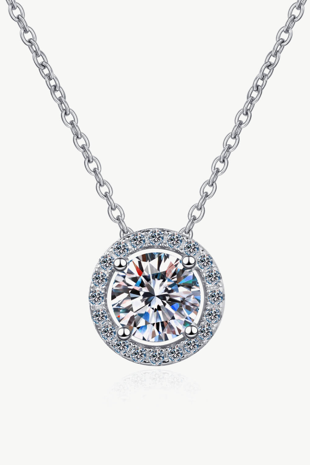 1 Carat Moissanite Round Pendant Chain Necklace BLUE ZONE PLANET