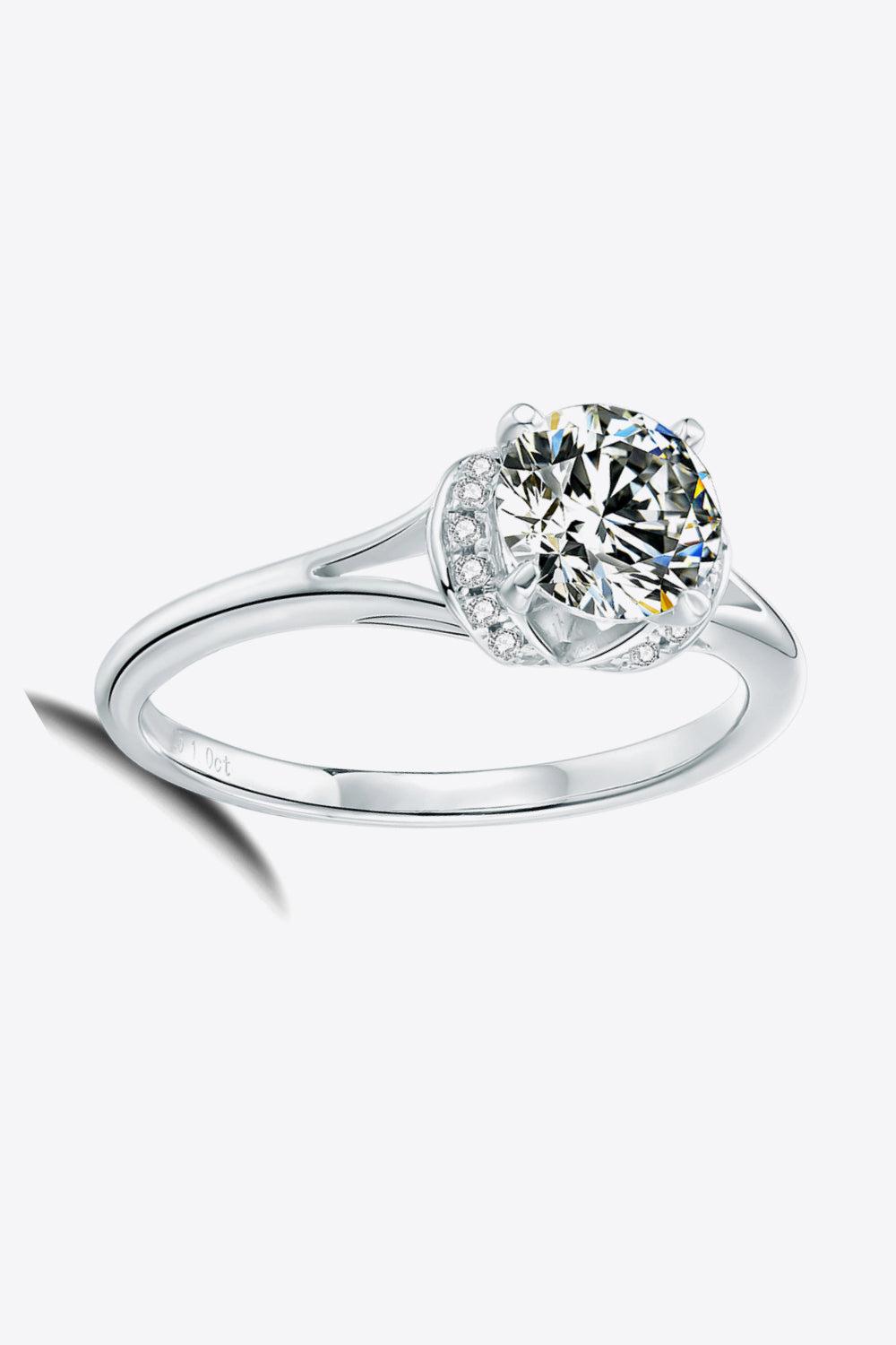 1 Carat Moissanite Split Shank Ring BLUE ZONE PLANET