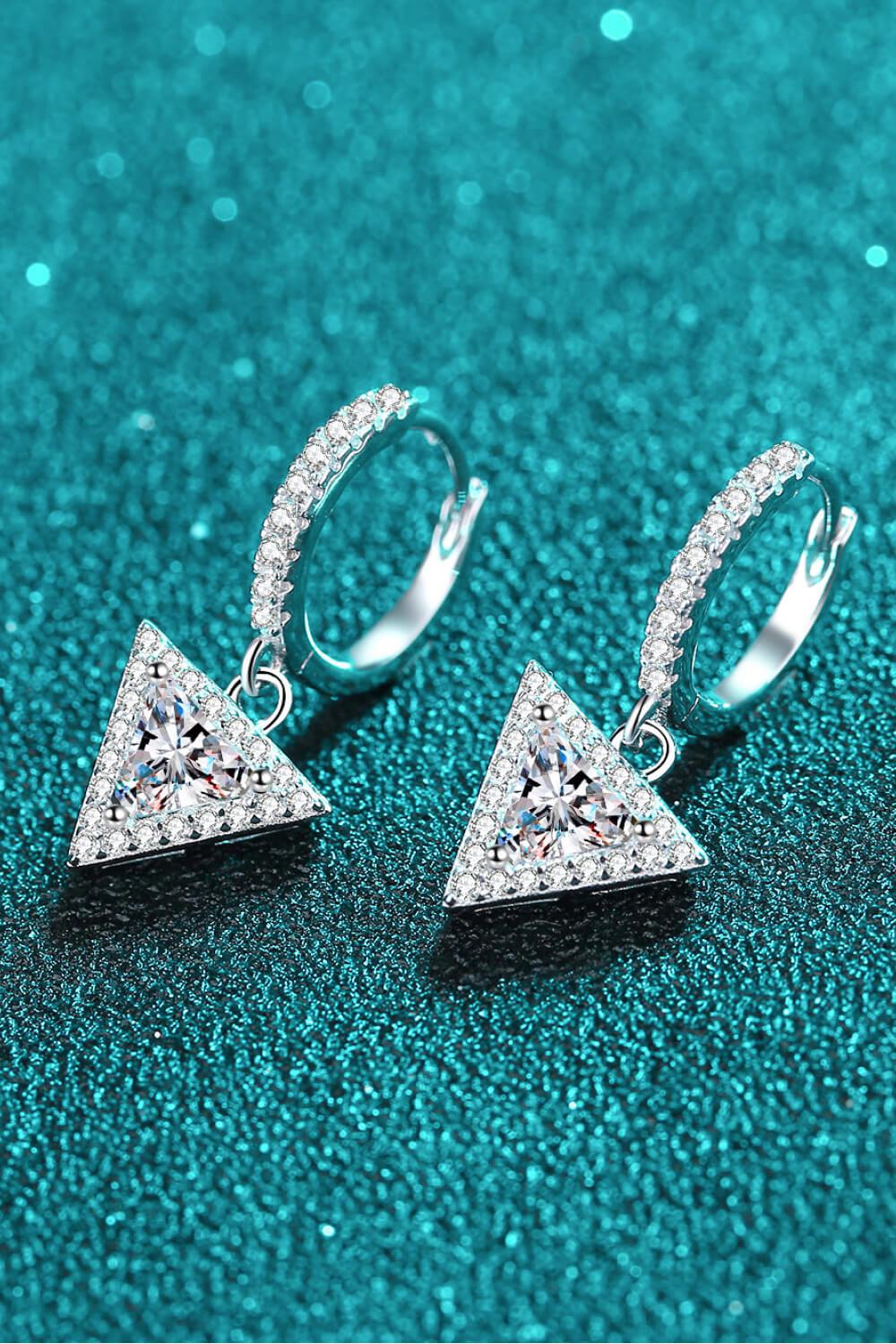 1 Carat Moissanite Triangle Drop Earrings BLUE ZONE PLANET