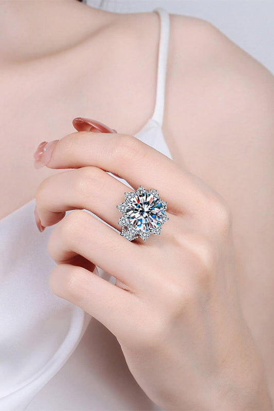 10 Carat Moissanite Flower-Shaped Ring BLUE ZONE PLANET