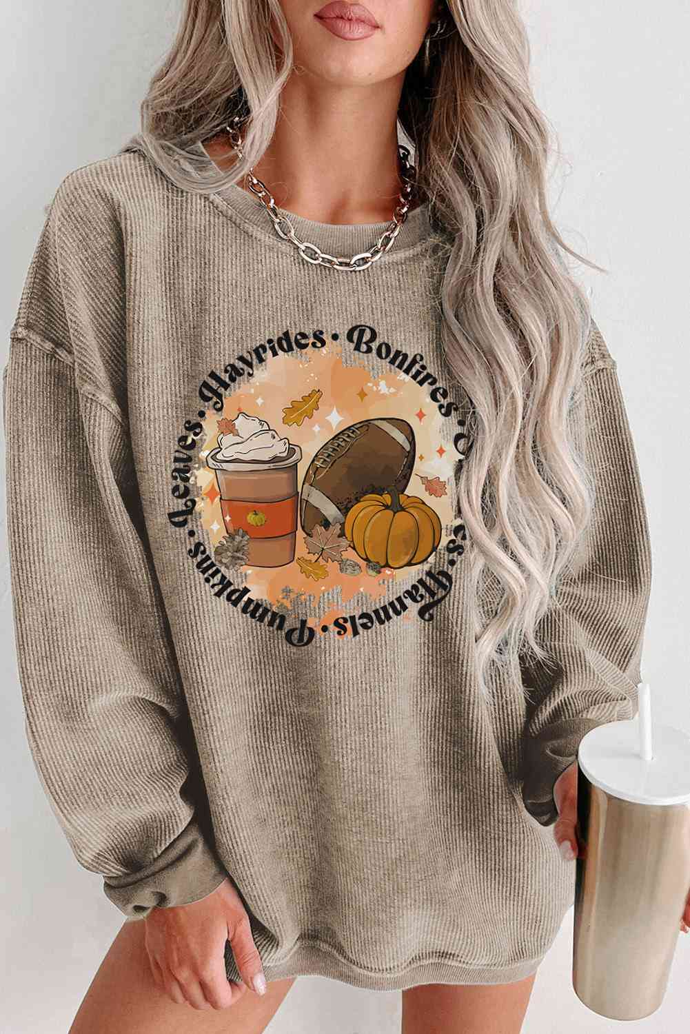 Graphic Dropped Shoulder Sweatshirt BLUE ZONE PLANET